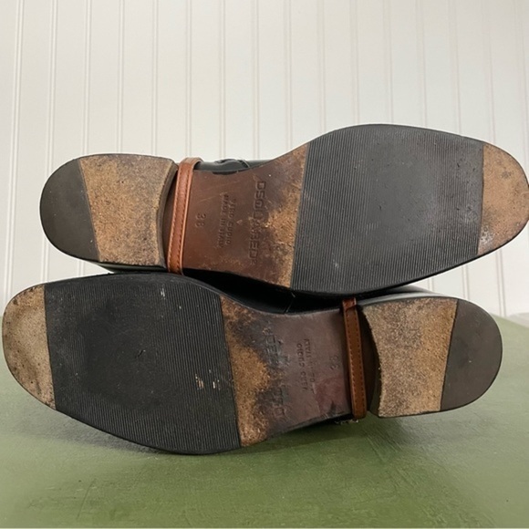 DSQUARED Tall Leather Riding Boots in Black w Tan Trim - Picture 14 of 16